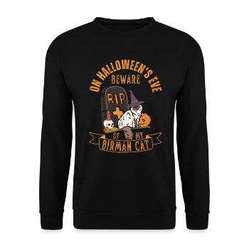 Cute and creepy Burmese Halloween cat - Unisex Sweatshirt - black - Front - Alina (178cm) & Michal (187cm)