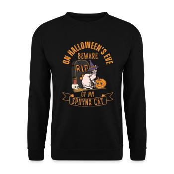Cute and creepy Sphynx Halloween cat - Unisex Sweatshirt - black - Front - Alina (178cm) & Michal (187cm)