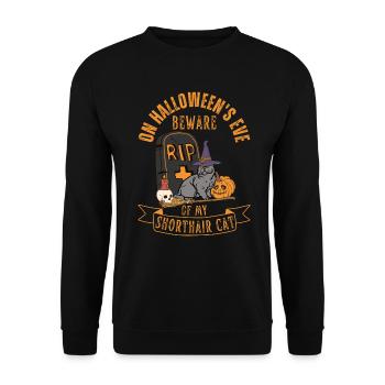 Cute Halloween British Shorthair Cat - Unisex Sweatshirt - black - Front - Alina (178cm) & Michal (187cm)