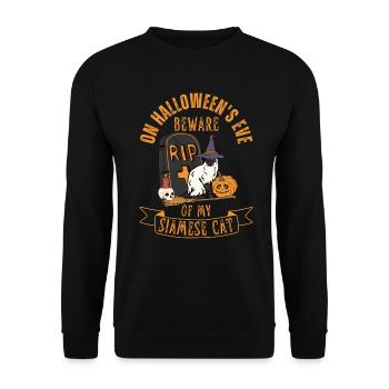 Cute and creepy Halloween Siamese cat Siam cat - Unisex Sweatshirt - black - Front - Alina (178cm) & Michal (187cm)