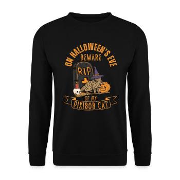 Cute and creepy Pixiebob Cat Halloween - Unisex Sweatshirt - black - Front - Alina (178cm) & Michal (187cm)