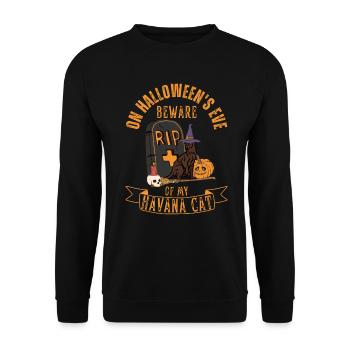 Cute and creepy Havana Halloween cat - Unisex Sweatshirt - black - Front - Alina (178cm) & Michal (187cm)
