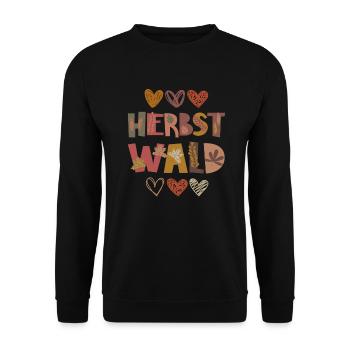 Herbst Wald im Herbst Dankbarkeit Blätter - Unisex Pullover - Schwarz - Vorne - Alina (178cm) & Michal (187cm)