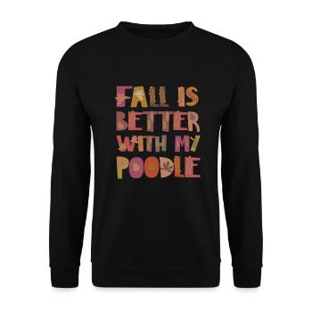 Thankful for my Pudel Hund Herbst Dankbarkeit - Unisex Pullover - Schwarz - Vorne - Alina (178cm) & Michal (187cm)