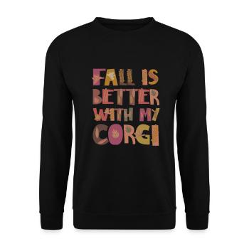 Thankful for my Corgi Hund Herbst Dankbarkeit - Unisex Pullover - Schwarz - Vorne - Alina (178cm) & Michal (187cm)