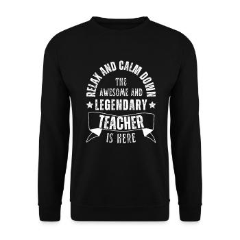 Détendez-vous le professeur légendaire est rétro ici - Sweat-shirt Unisexe - noir - Devant - Alina (178cm) & Michal (187cm)