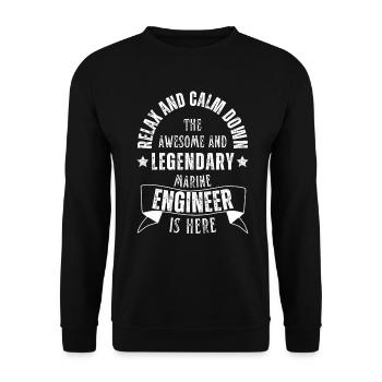 Legendary naval engineer is a profession here - Unisex Sweatshirt - black - Front - Alina (178cm) & Michal (187cm)
