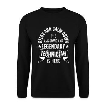 Relax le technicien légendaire est rétro - Sweat-shirt Unisexe - noir - Devant - Alina (178cm) & Michal (187cm)
