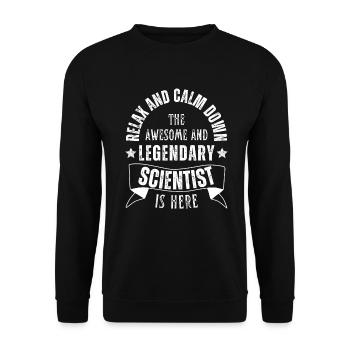 Relax the Legendary Scientist is retro here - Unisex Sweatshirt - black - Front - Alina (178cm) & Michal (187cm)