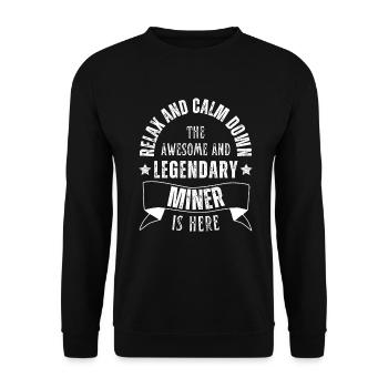 Détendez-vous le mineur légendaire est rétro ici - Sweat-shirt Unisexe - noir - Devant - Alina (178cm) & Michal (187cm)