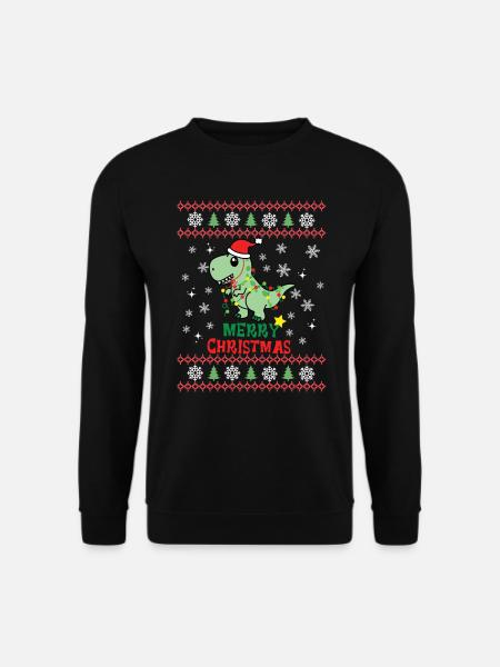 Weihnachten Süßer Dinosaurier Kawaii - Unisex Pullover - Schwarz