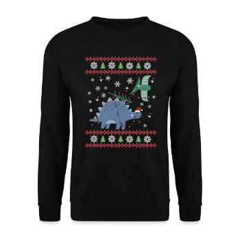 Christmas Sweet Dinosaur Kawaii - Unisex Sweatshirt - black - Front - Alina (178cm) & Michal (187cm)