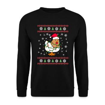 Funny Chicken Christmas - Unisex Sweatshirt - black - Front - Alina (178cm) & Michal (187cm)