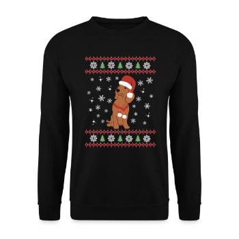 Sweet Dachshund Christmas Kawaii - Unisex Sweatshirt - black - Front - Alina (178cm) & Michal (187cm)