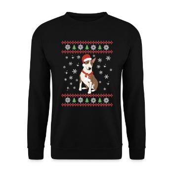 Süßer Bullterrier Liebhaber Kawaii Weihnachten - Unisex Pullover - Schwarz - Vorne - Alina (178cm) & Michal (187cm)