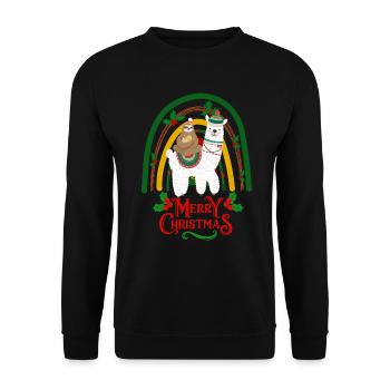 Christmas llama and sloth - Unisex Sweatshirt - black - Front - Alina (178cm) & Michal (187cm)