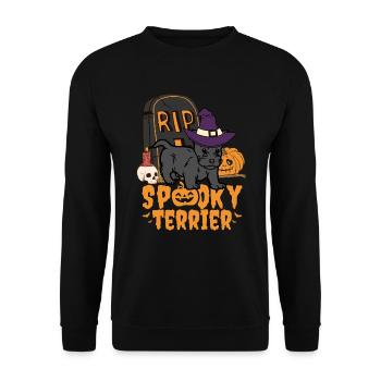Süßer Scottish Terrier Halloween Liebhaber Kawaii - Unisex Pullover - Schwarz - Vorne - Alina (178cm) & Michal (187cm)