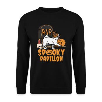 Süßer Papillon Halloween Kostüm Hund - Unisex Pullover - Schwarz - Vorne - Alina (178cm) & Michal (187cm)