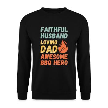 Husband Father Papa Grill Master BBQ Hero Legend - Unisex Sweatshirt - black - Front - Alina (178cm) & Michal (187cm)