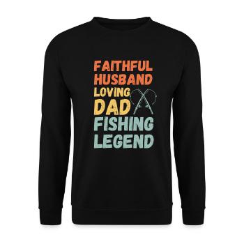 Husband Father Papa Legendary Angler Fishing Legend - Unisex Sweatshirt - black - Front - Alina (178cm) & Michal (187cm)