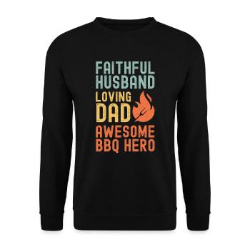 Husband Father Papa Grill Master BBQ Hero Legend - Unisex Sweatshirt - black - Front - Alina (178cm) & Michal (187cm)