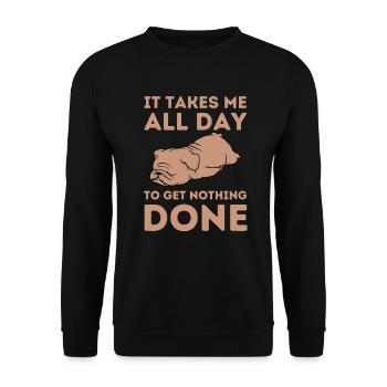 Tired Lazy Bulldog Funny Saying - Unisex Sweatshirt - black - Front - Alina (178cm) & Michal (187cm)