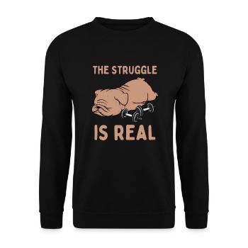 Tired Lazy Bulldog Funny Saying Sports Fitness - Unisex Sweatshirt - black - Front - Alina (178cm) & Michal (187cm)