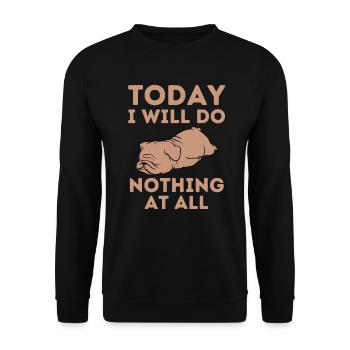 Tired Lazy Bulldog Funny Saying - Unisex Sweatshirt - black - Front - Alina (178cm) & Michal (187cm)
