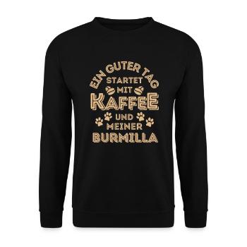 Burmilla Katze Kaffee Cafe - Unisex Pullover - Schwarz - Vorne - Alina (178cm) & Michal (187cm)