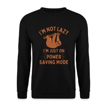 Sloth funny saying Power saving mode - Unisex Sweatshirt - black - Front - Alina (178cm) & Michal (187cm)