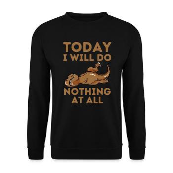 Tired Lazy Dinosaur Funny Saying - Unisex Sweatshirt - black - Front - Alina (178cm) & Michal (187cm)