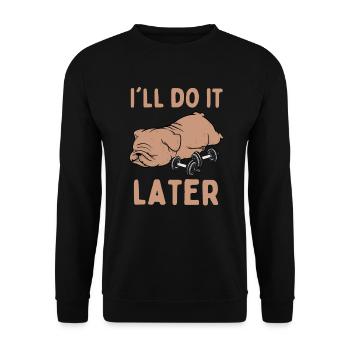 Tired Lazy Bulldog Funny Saying Sports Fitness - Unisex Sweatshirt - black - Front - Alina (178cm) & Michal (187cm)