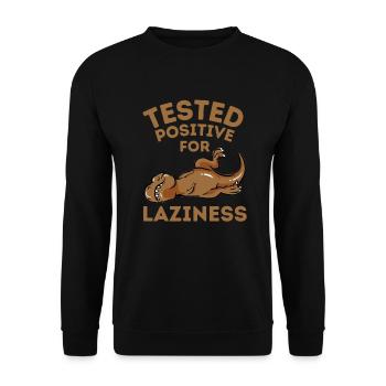 Tired Lazy Dinosaur Funny Saying - Unisex Sweatshirt - black - Front - Alina (178cm) & Michal (187cm)
