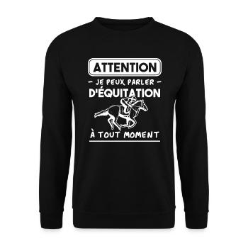 Je peux parler d équitation à tout moment - Sweat-shirt Unisexe - noir - Devant - Alina (178cm) & Michal (187cm)