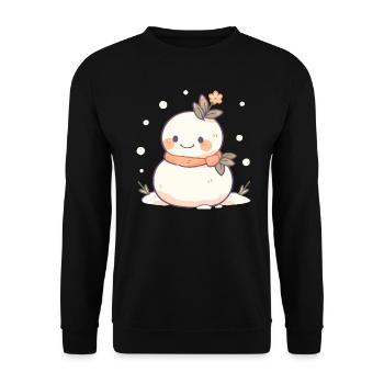 Süßer Weihnachts Schneemann - Festtags-Design - Unisex Pullover - Schwarz - Vorne - Alina (178cm) & Michal (187cm)