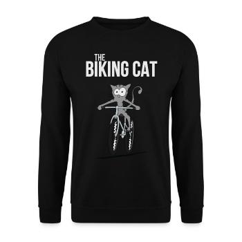 the biking cat Fahrrad Katze Kätzchen Geschenk - Unisex Pullover - Schwarz - Vorne - Alina (178cm) & Michal (187cm)