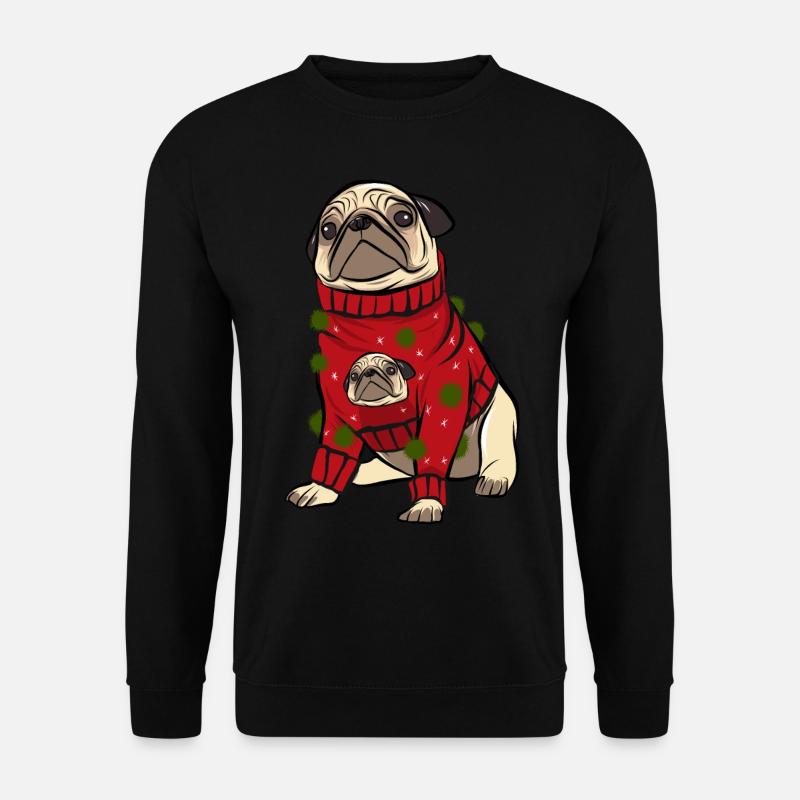 Carlin en pull de Noël moche - Sweat-shirt Unisexe - noir