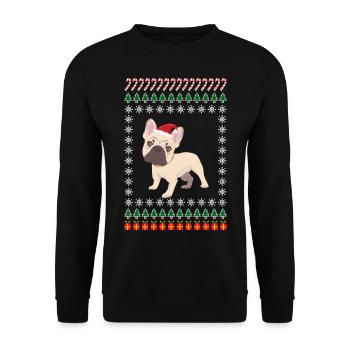 Chien de Noël laid Frenchie bouledogue français - Sweat-shirt Unisexe - noir - Devant - Alina (178cm) & Michal (187cm)