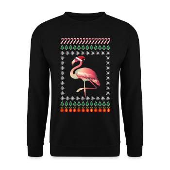 Noël moche Flamingo Christmas - Sweat-shirt Unisexe - noir - Devant - Alina (178cm) & Michal (187cm)