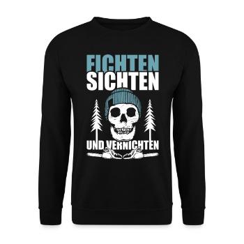 HOLZ SÄGE KETTENSÄGE GESCHENK WALD FÖRSTER BERUF - Unisex Pullover - Schwarz - Vorne - Alina (178cm) & Michal (187cm)