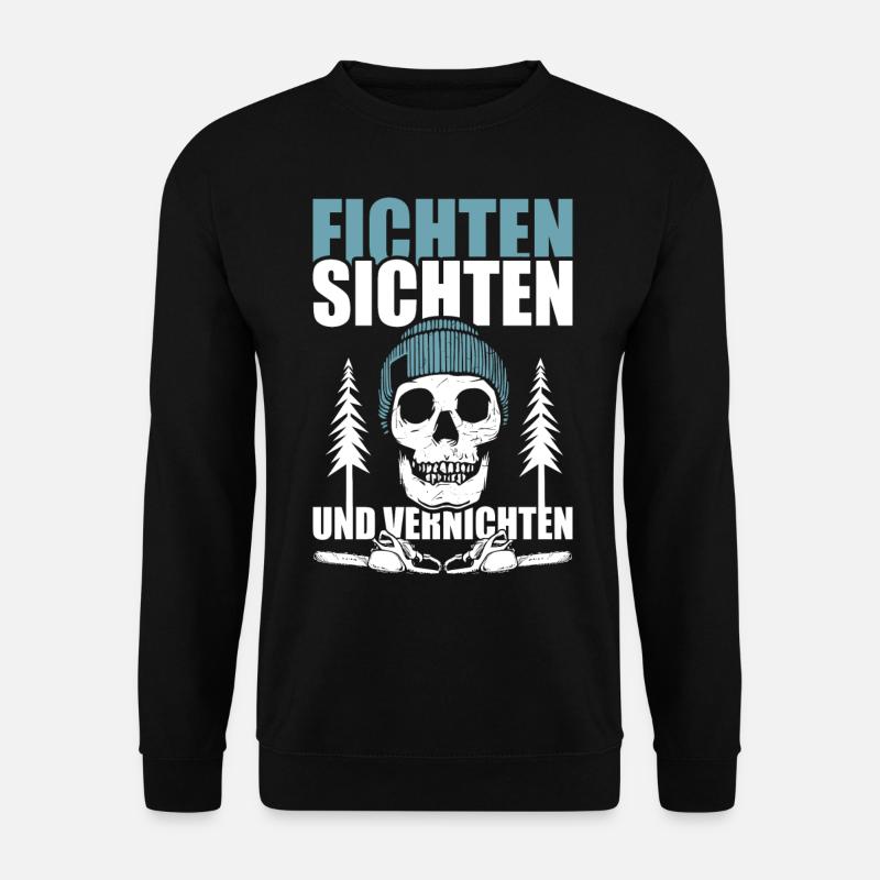 HOLZ SÄGE KETTENSÄGE GESCHENK WALD FÖRSTER BERUF - Unisex Pullover - Schwarz