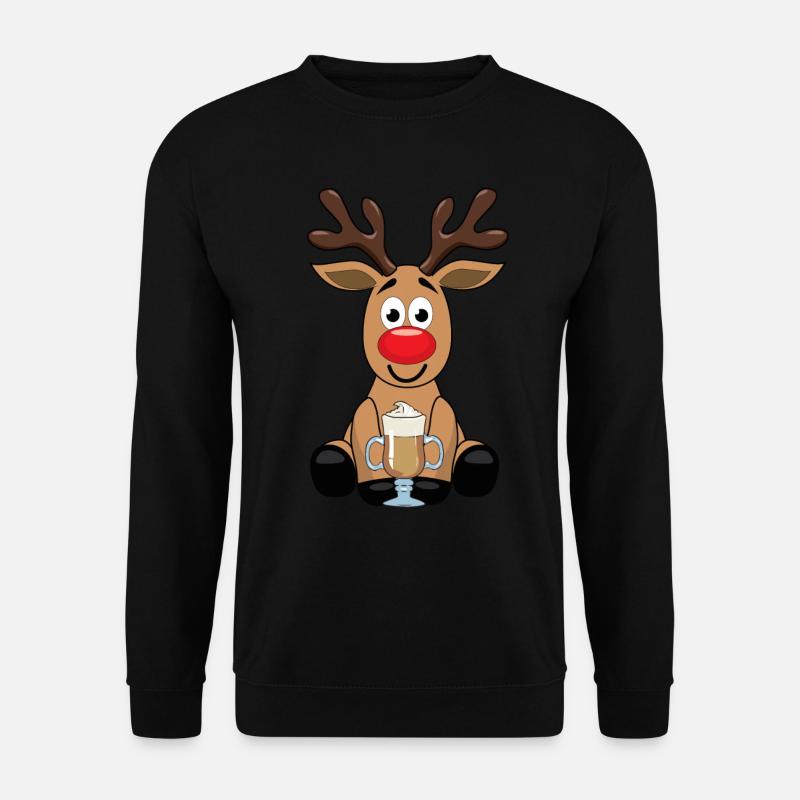 Rudolf Rentier mit heißer Schokolade - Unisex Pullover - Schwarz