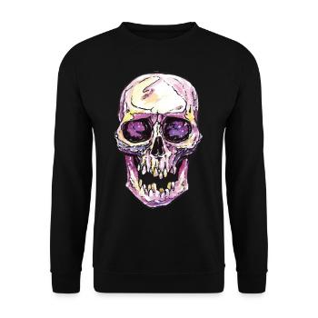 Skull with purple color - Unisex Sweatshirt - black - Front - Alina (178cm) & Michal (187cm)