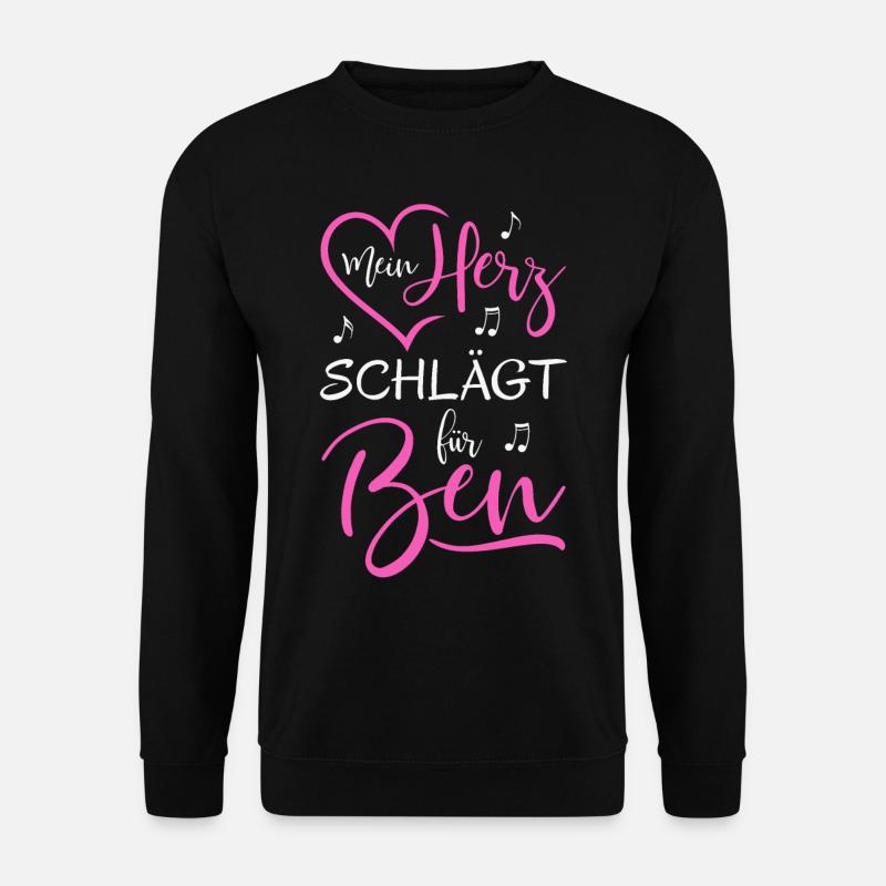 Mein Herz schlägt für Ben pink - Unisex Pullover - Schwarz
