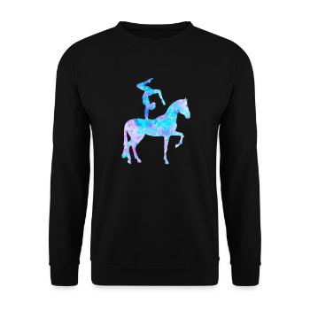 Voltigieren Voltigiererin Pferd Volti Geschenk - Unisex Pullover - Schwarz - Vorne - Alina (178cm) & Michal (187cm)