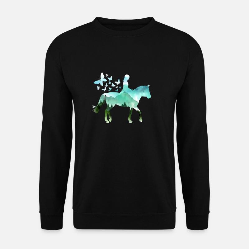Reiterin Pferd Natur Reiten Mädchen Geschenk Hufe - Unisex Pullover - Schwarz