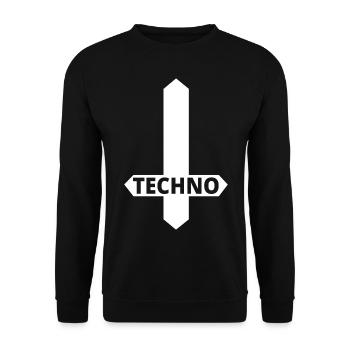 Techno - Rave - Cadeau - Techno merch - Cross - Sweat-shirt Unisexe - noir - Devant - Alina (178cm) & Michal (187cm)