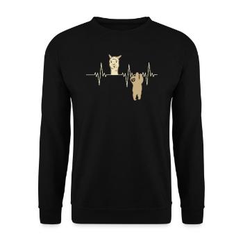 Alpaca Heartbeat Sloth Alpaca Gift - Unisex Sweatshirt - black - Front - Alina (178cm) & Michal (187cm)