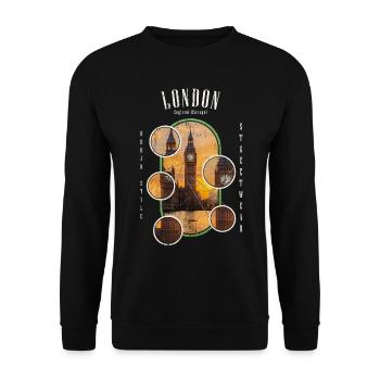 London England UK Stadt Skyline Streetwear - Unisex Pullover - Schwarz - Vorne - Alina (178cm) & Michal (187cm)