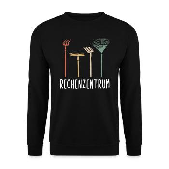 Garten - Rechenzentrum - lustiges Retro Gärtner - Unisex Pullover - Schwarz - Vorne - Alina (178cm) & Michal (187cm)